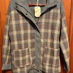 Hem & Thread Blue and Tan Plaid  Jacket
